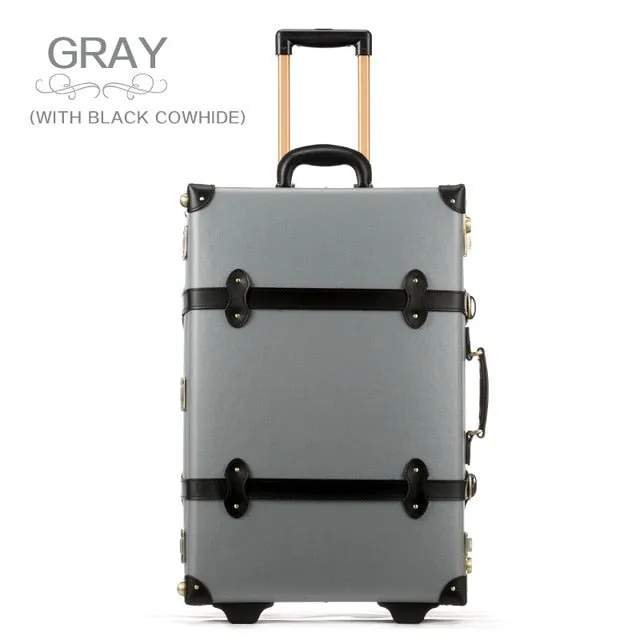 20 22 24 Inches Cow Leather Trolley Bags Men Travel Hand Luggage Rod Box Fashion Waterproof Cowhide