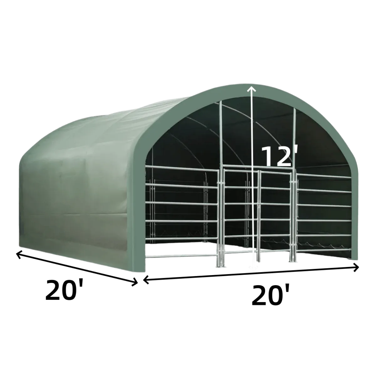 20' x 20' Livestock Corral Shelter with front door