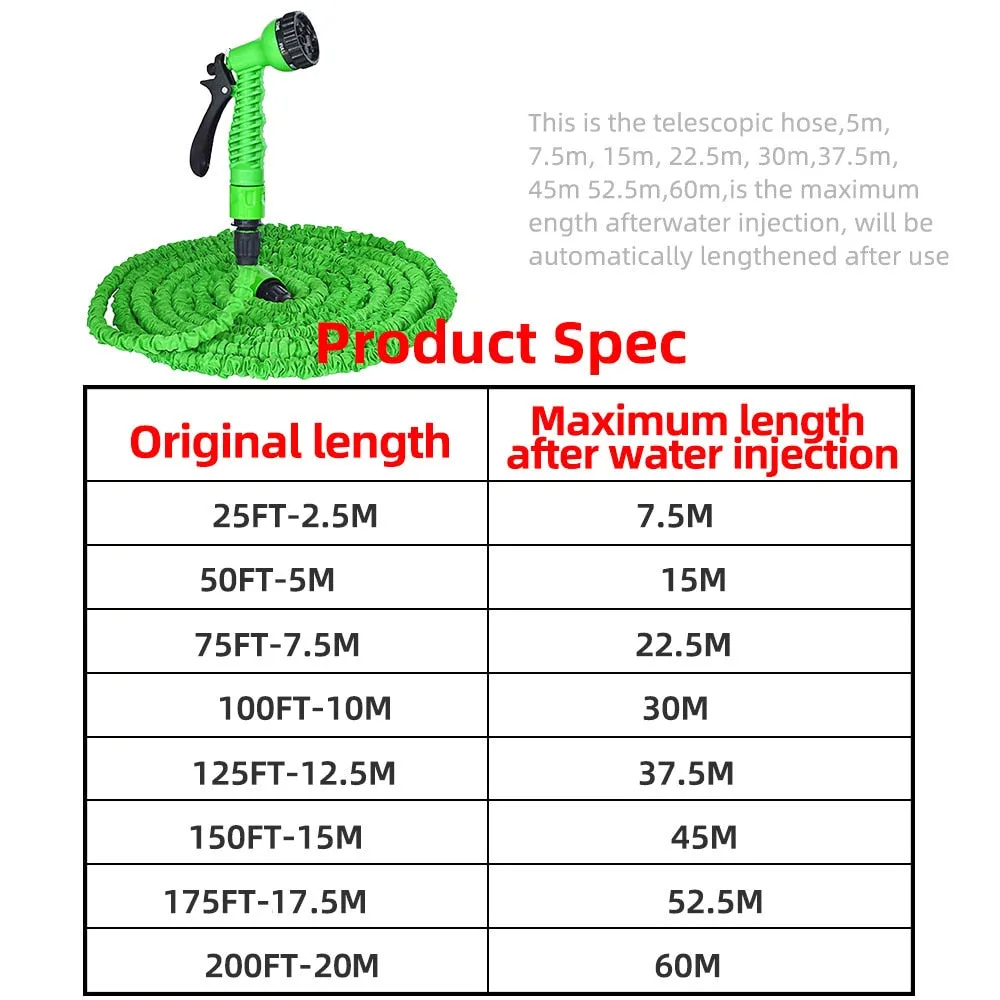 25-200FT Expandable Garden Hose Kit with 7 Spraying Modes