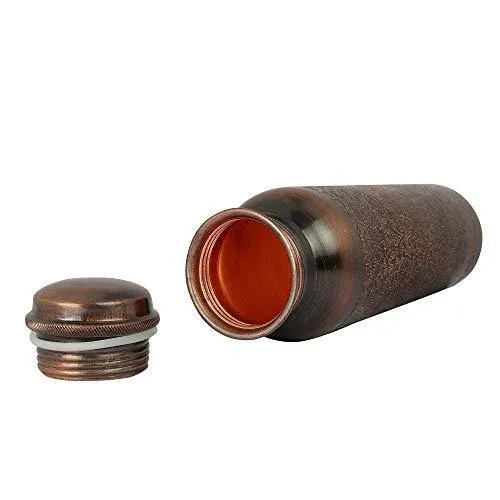 AAYUVEDA® Handcrafted Antique Design 100% Pure Copper Water Bottle, 1 Litre