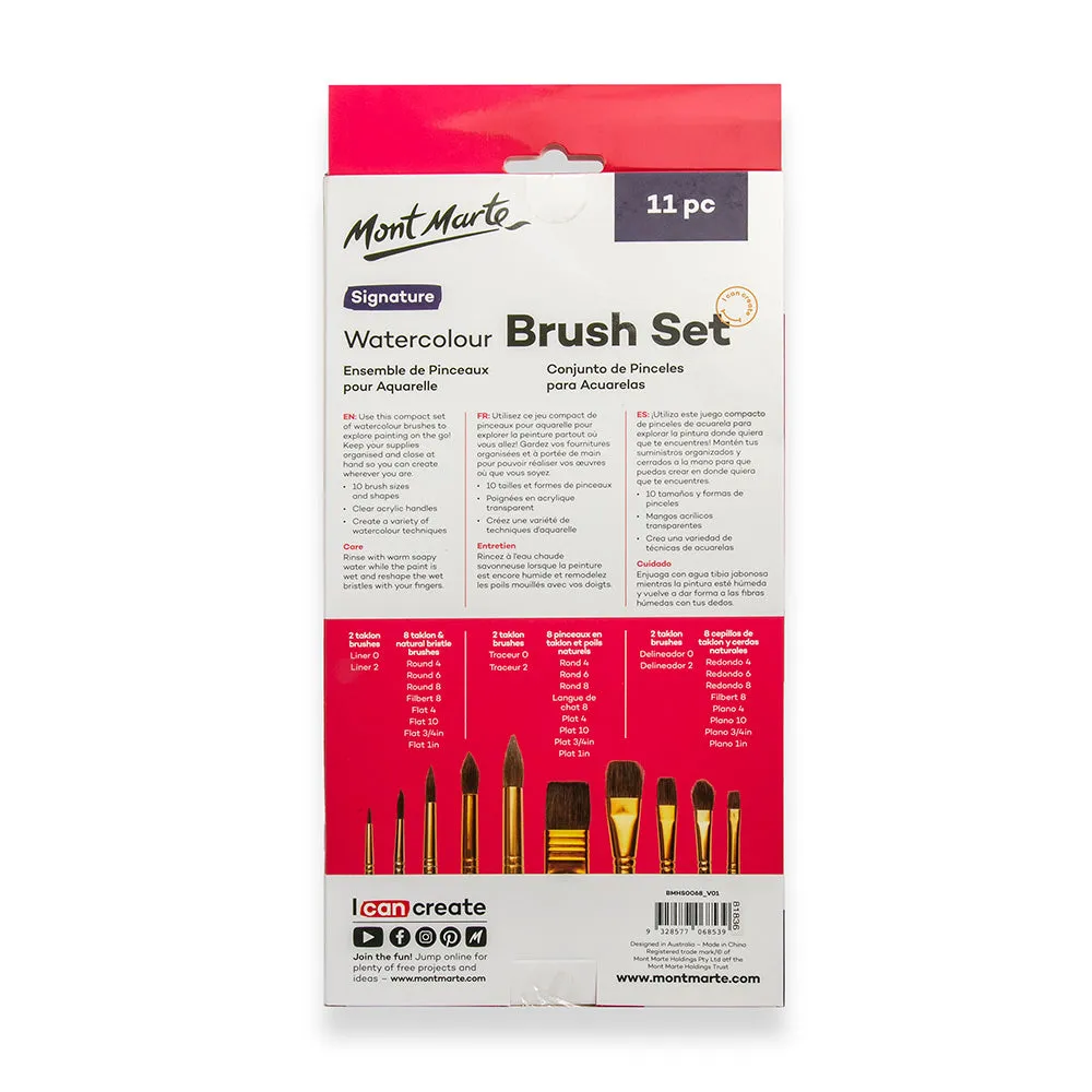 Acrylic Handle Watercolour Brush Set Signature 11pc