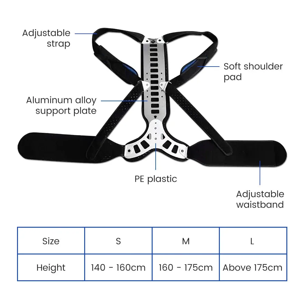 Alloy Hunchback Belt Lumbar Column Posture Corrector Vest Adjustable Back Support Strap Shoulder Spine Brace Neck Stretcher Tool