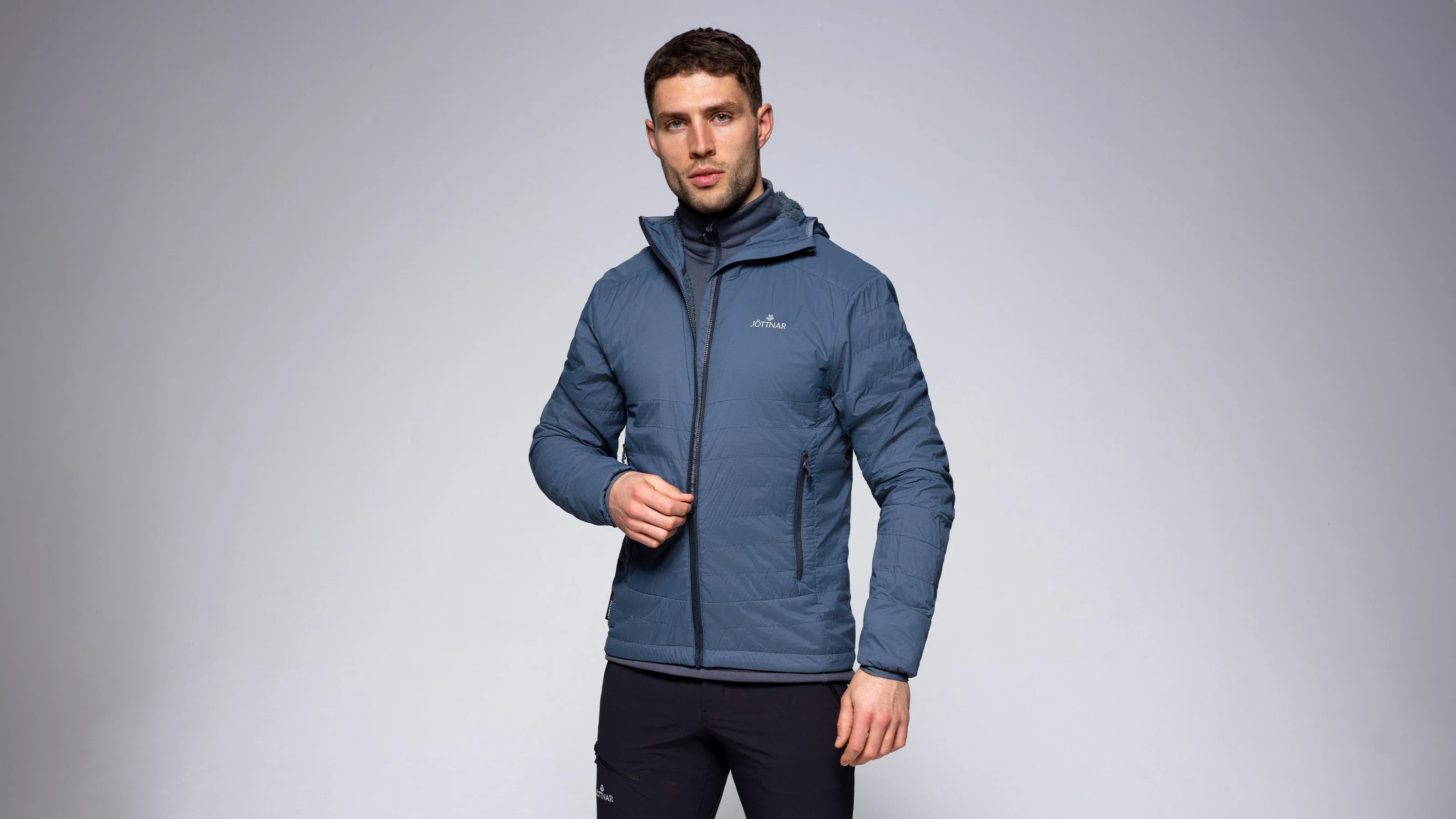 Asger Men's Lightweight Hooded Hybrid Fleece Jacket