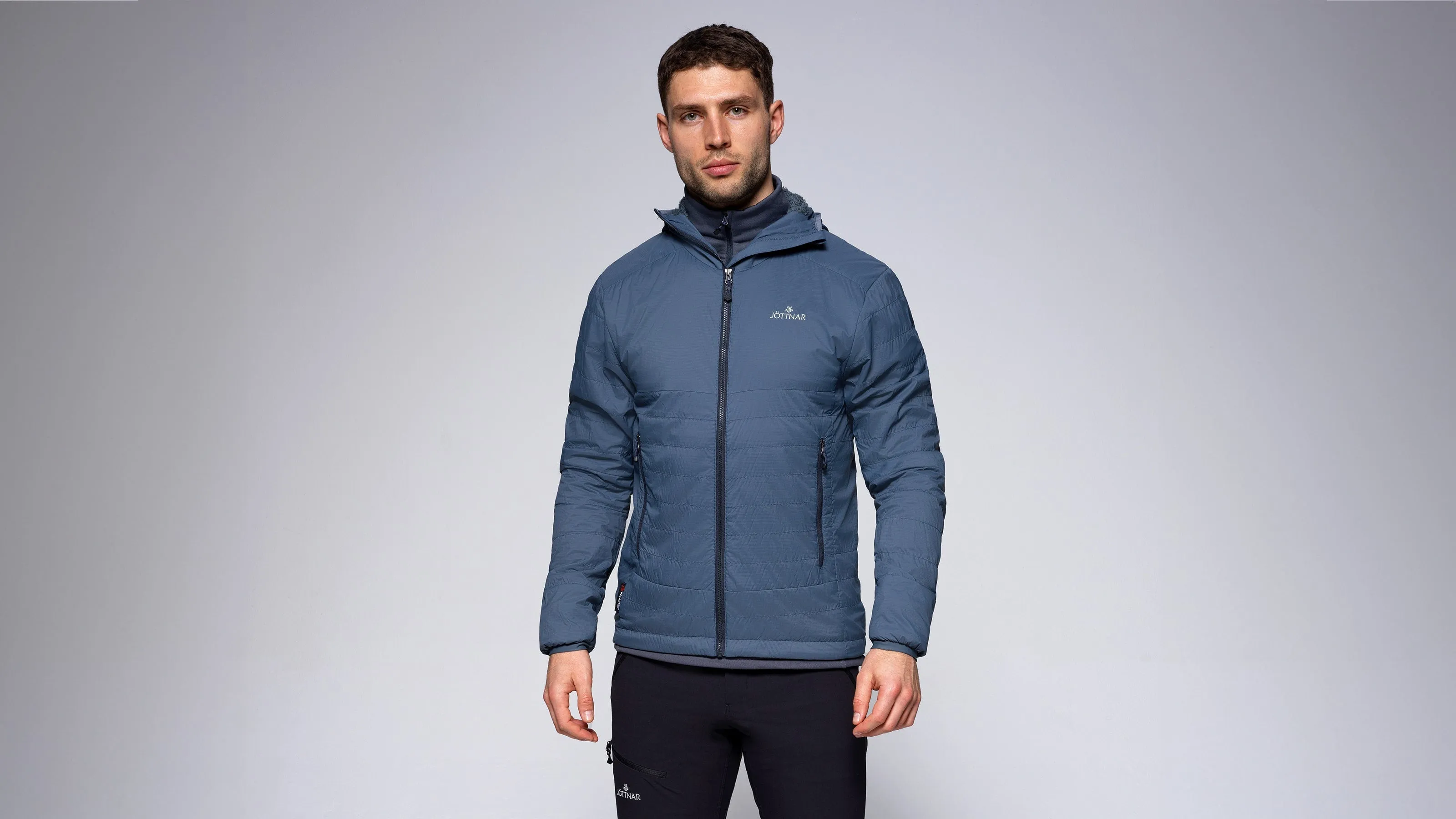 Asger Men's Lightweight Hooded Hybrid Fleece Jacket
