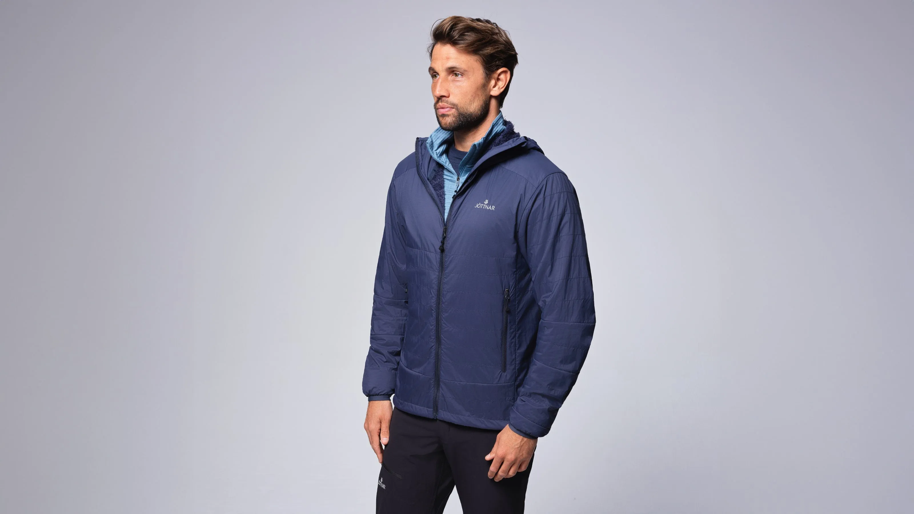 Asger Men's Lightweight Hooded Hybrid Fleece Jacket