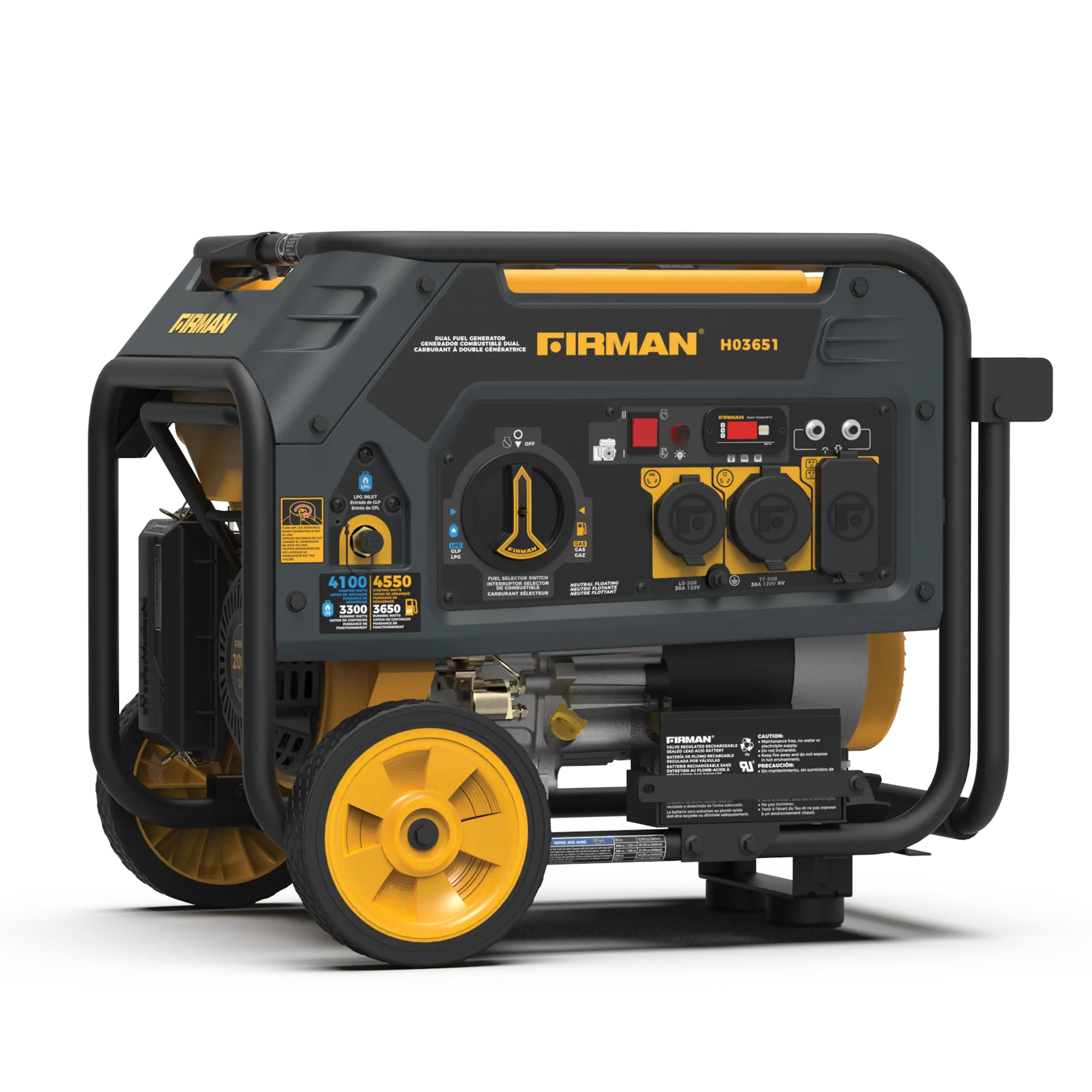 Dual Fuel 4550W Portable Generator Electric Start 120V
