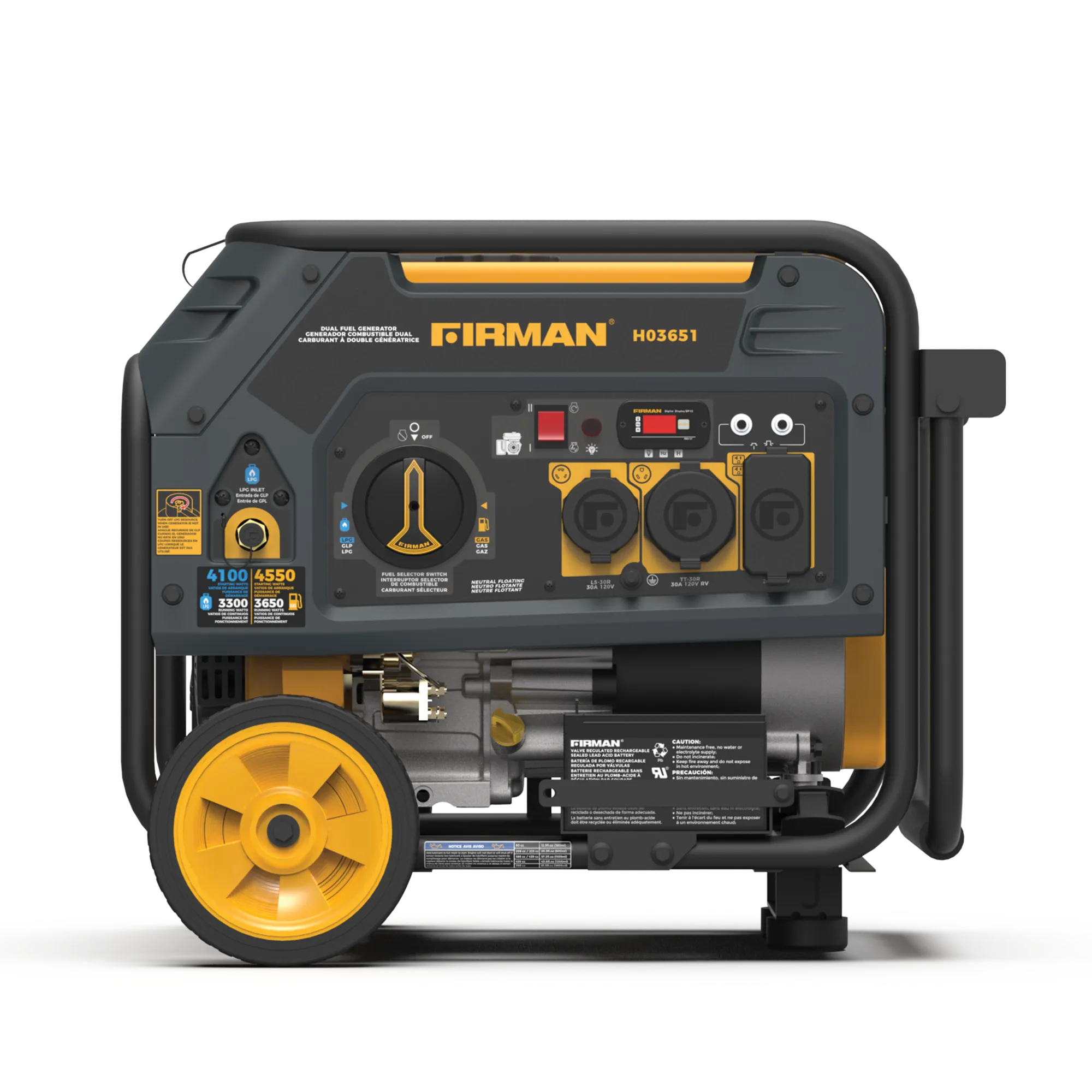 Dual Fuel 4550W Portable Generator Electric Start 120V