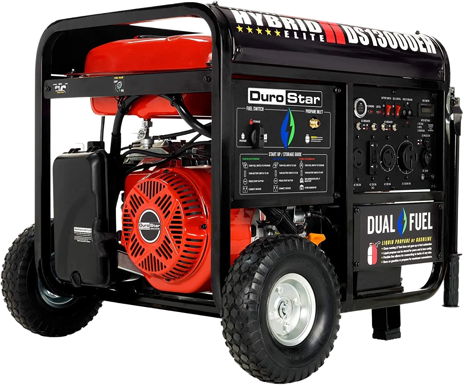 DuroMax / DuroStar DS13000EH 10500W/13000W Electric Start Dual Fuel Generator New (Red Version of XP13000EH)