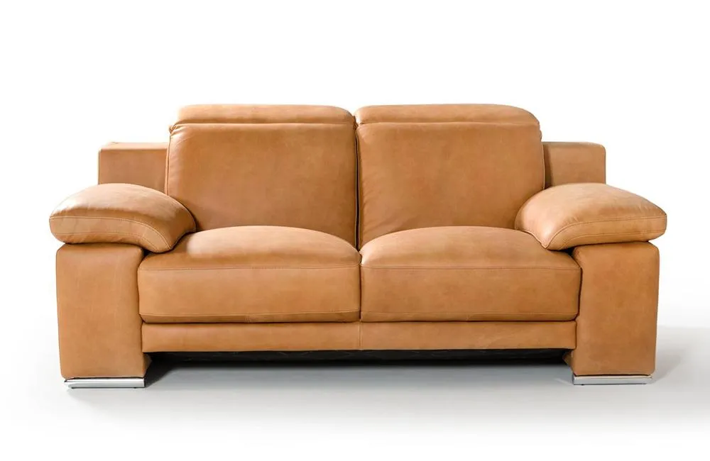 Evergreen Italian Modern Leather 3 PC Sofa Set Beige