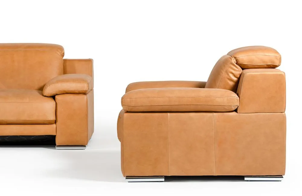 Evergreen Italian Modern Leather 3 PC Sofa Set Beige