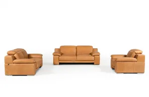 Evergreen Italian Modern Leather 3 PC Sofa Set Beige