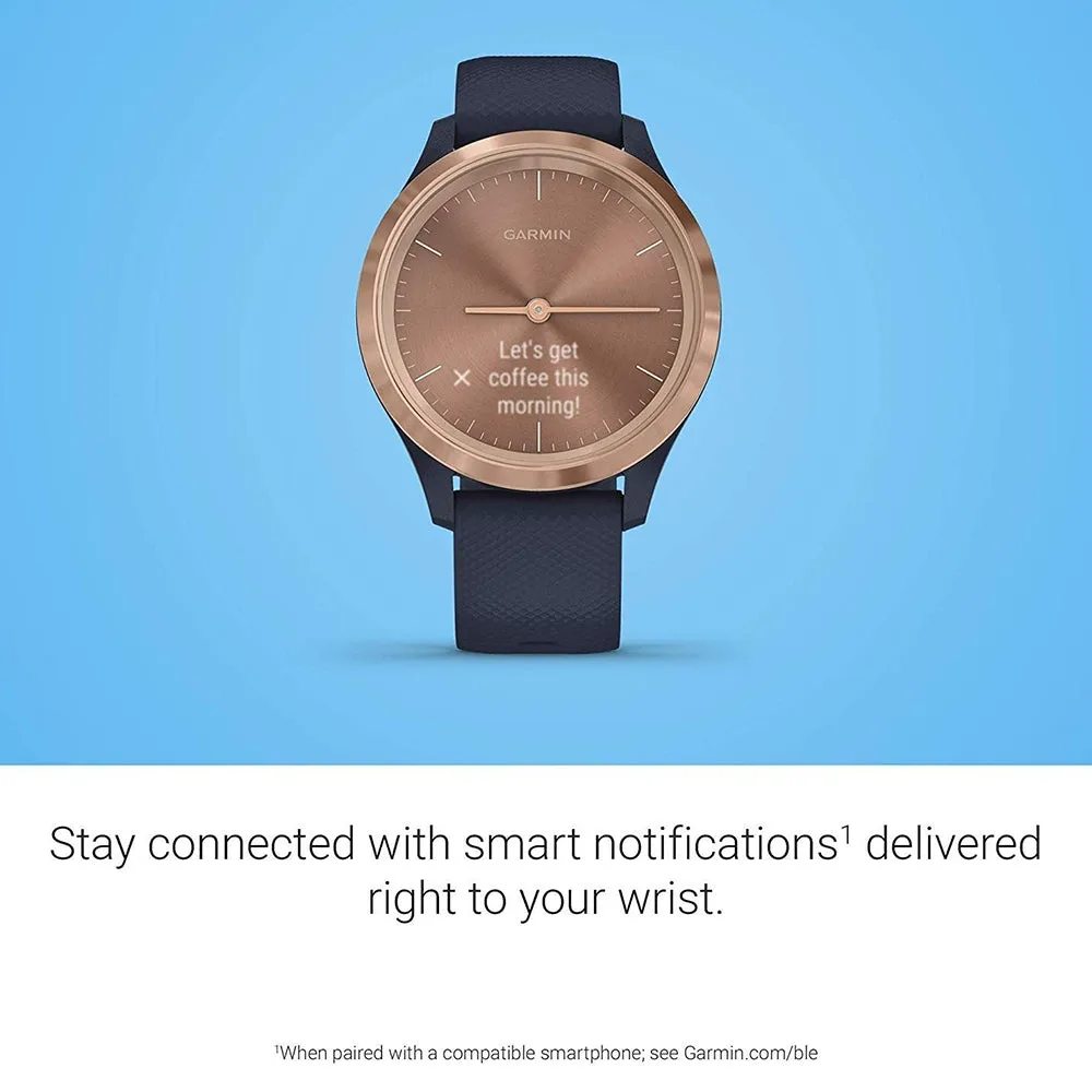 Garmin vivomove 3S Navy Blue Silicone Band Gold Digital Dial Hybrid Smart Watch - 010-02238-03