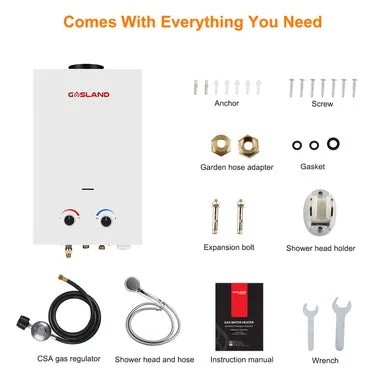 Gasland Outdoor Portable Tankless Water Heater - 2.11 GPM 8L - White