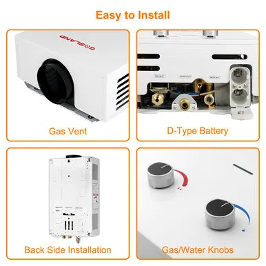 Gasland Outdoor Portable Tankless Water Heater - 2.11 GPM 8L - White