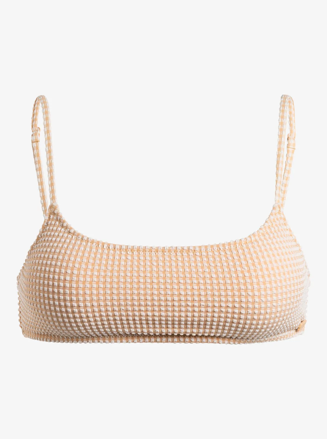 Gingham Bralette Bikini Top - Porcini