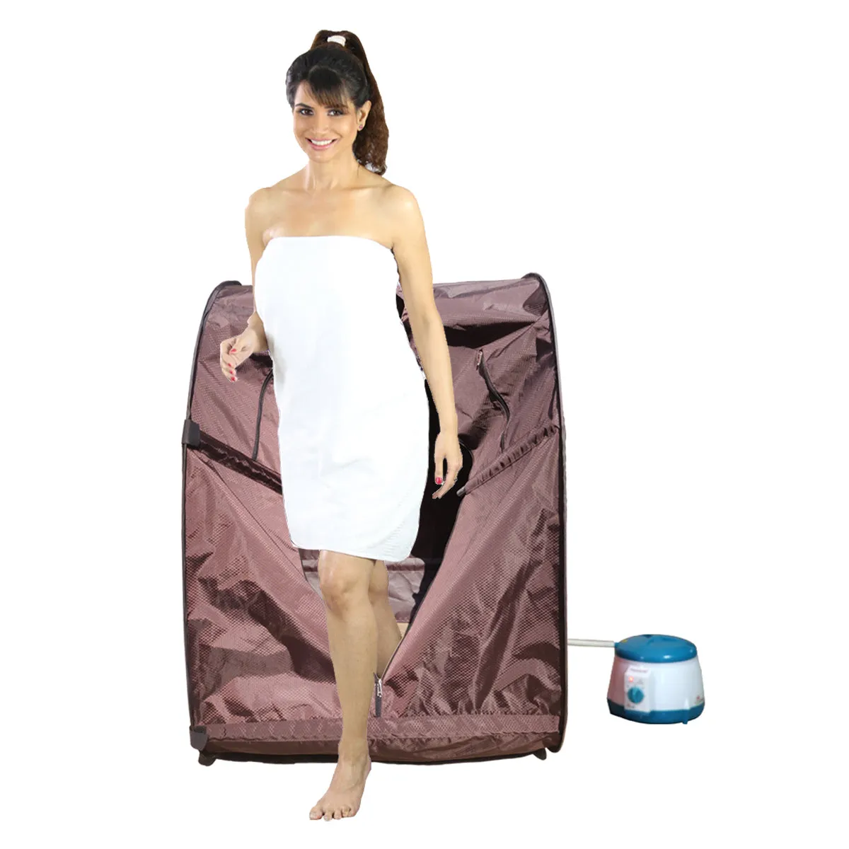 Kawachi Portable Steam Sauna Bath for Health and Beauty Spa at Home Chocolate Brown