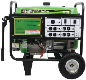 Lifan ES5700E Portable Generator, 42.2 A, 120/240 V, 5700 W Output, Gasoline, 6.5 gal Tank, 10 hr Run Time :EA: QUANTITY: 1