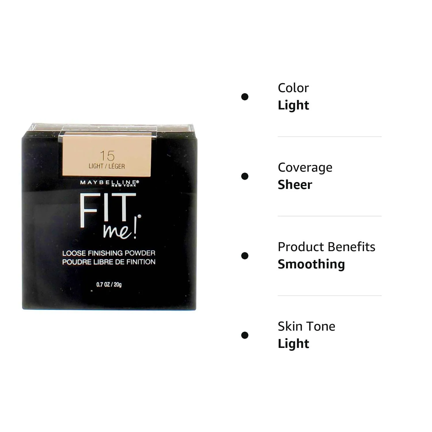 Maybelline New York Maybelline Fit Me Loose Finishing Powder, 15 Light, 0.7 oz (Pack of 2)