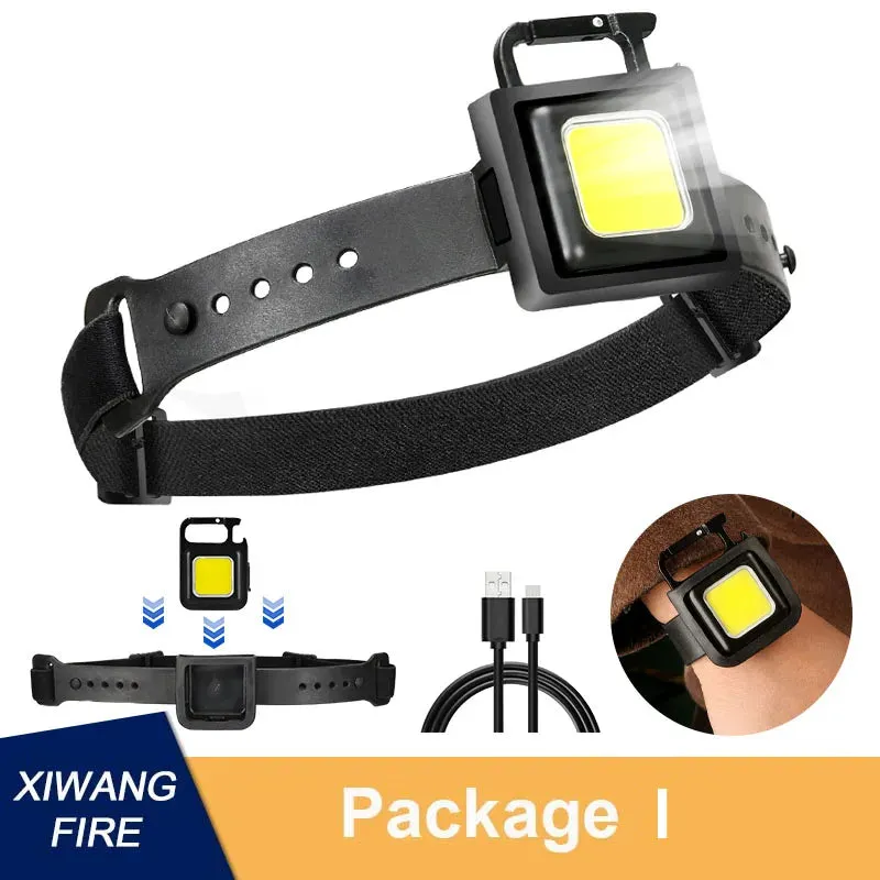 Mutifuction Portable USB Rechargeable Pocket Work Light Mini LED Keychain Light with Corkscrew Outdoor Camping Fishing Climbing