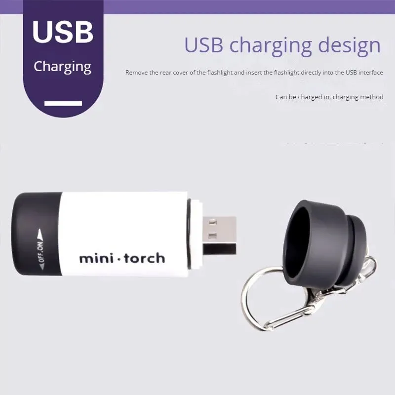 Super Bright Mini Flashlight Usb Rechargeable Keychain Small Flashlight Led Strong Light Waterproof Travel Portable