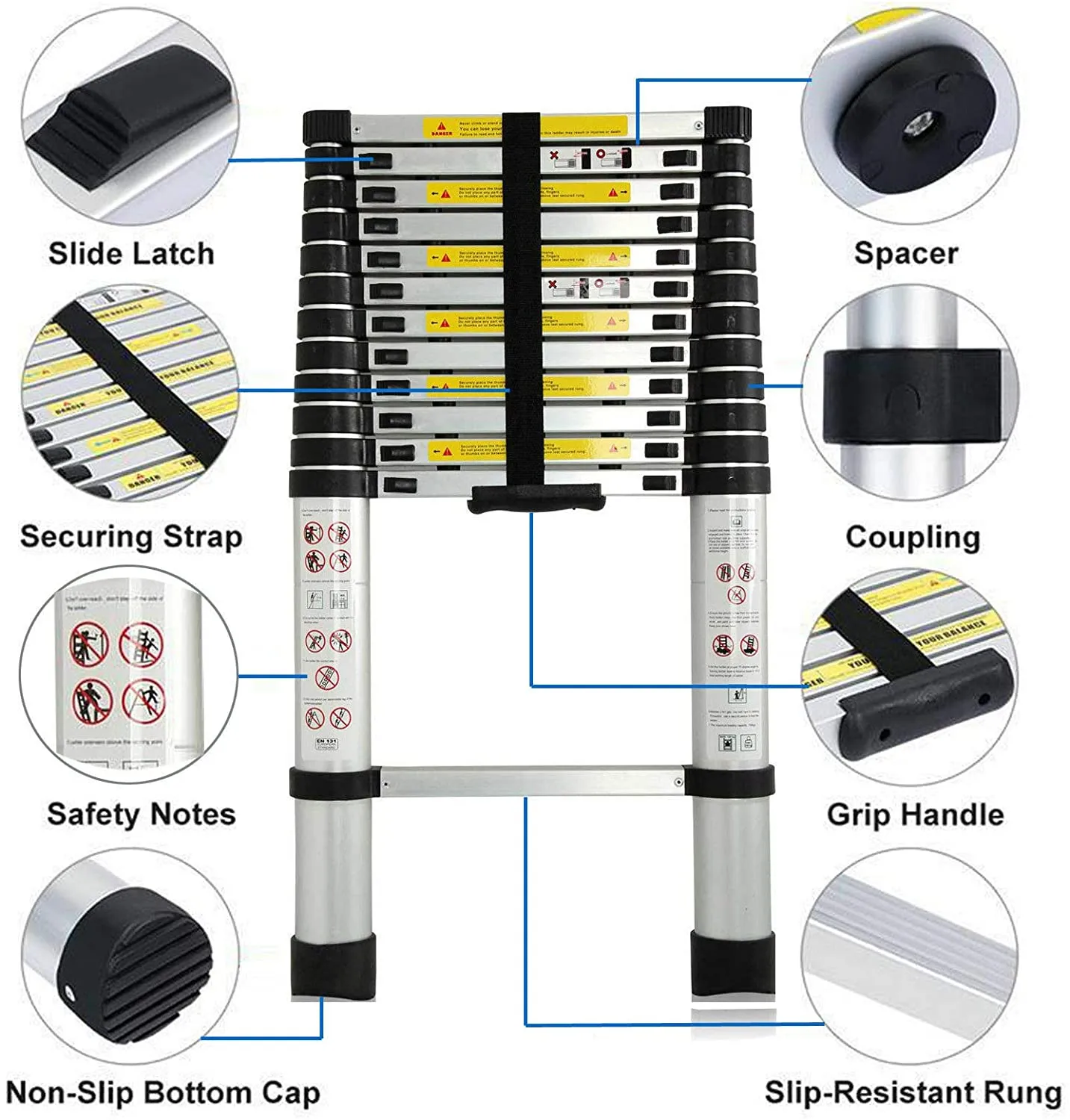 Telescopic Ladder Aluminum 3.8Meter Multi-Purpose