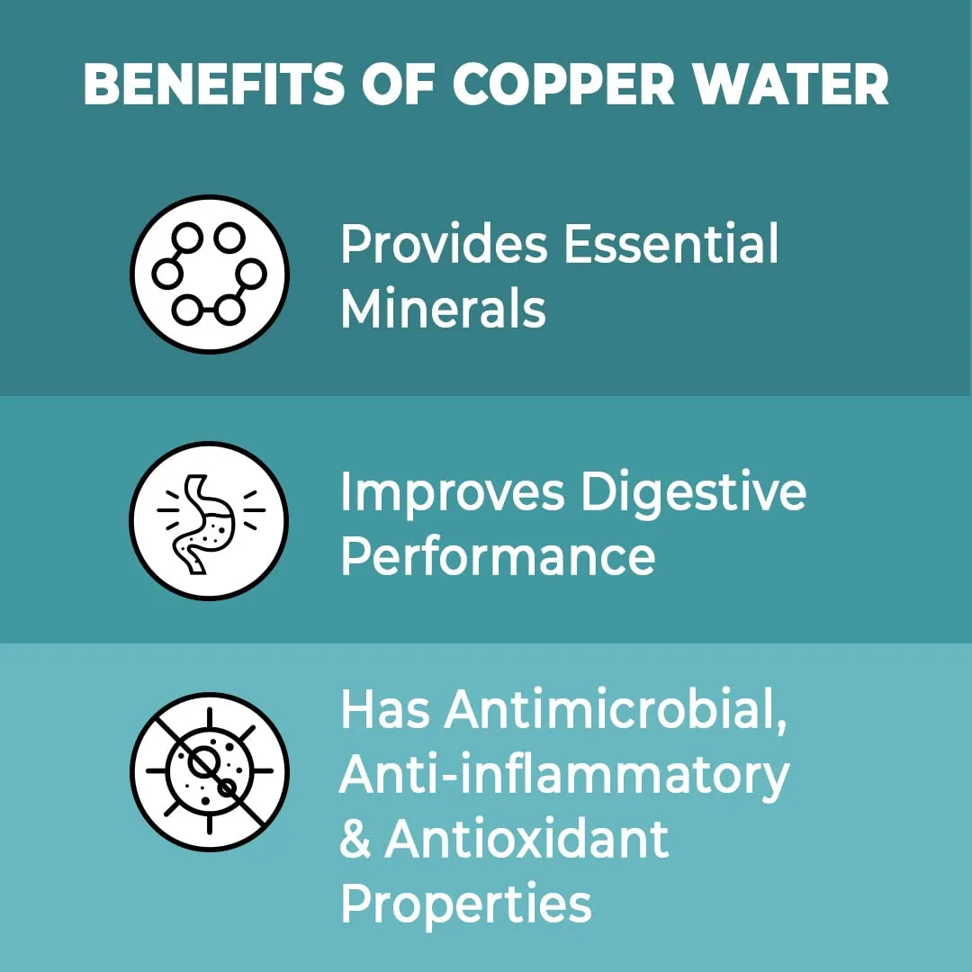 The Better Home 1000 Copper Water Bottle (900ml) | 100% Pure Copper Bottle | BPA Free Water Bottle with Anti Oxidant Properties of Copper | Teal (Pack of 3)