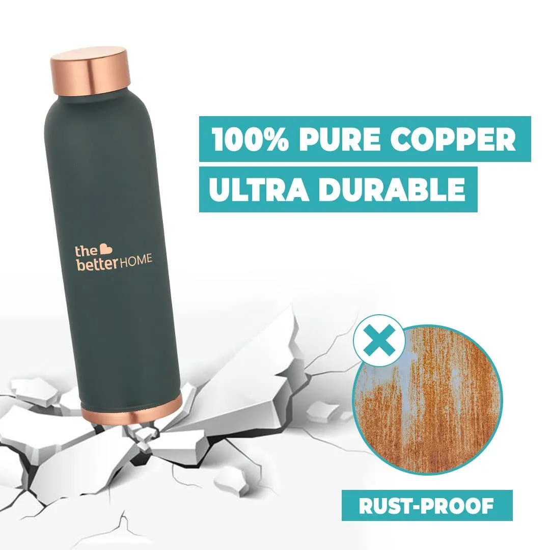 The Better Home 1000 Copper Water Bottle (900ml) | 100% Pure Copper Bottle | BPA Free Water Bottle with Anti Oxidant Properties of Copper | Teal (Pack of 3)