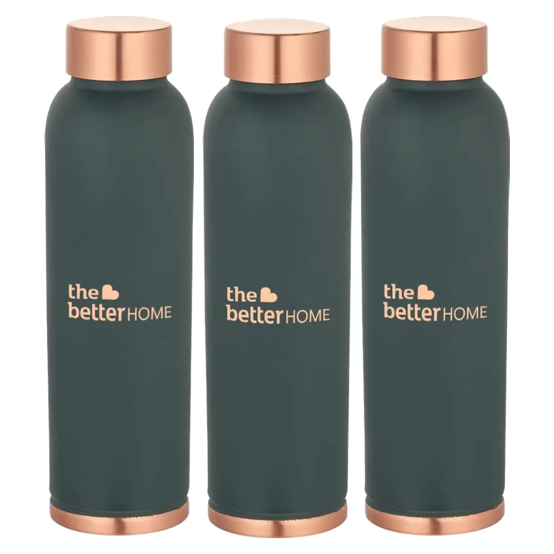 The Better Home 1000 Copper Water Bottle (900ml) | 100% Pure Copper Bottle | BPA Free Water Bottle with Anti Oxidant Properties of Copper | Teal (Pack of 3)