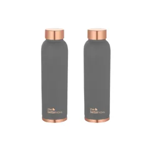 The Better Home Copper Water Bottle 1 Litre | 100% Pure Copper Bottle | BPA Free Water Bottle with Anti Oxidant Properties of Copper Blue Pack of 2 (Grey)