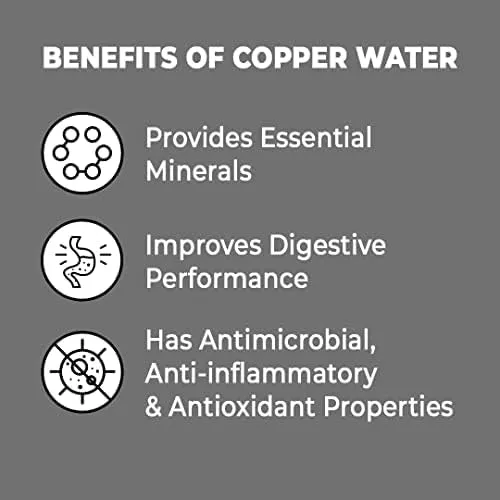 The Better Home Copper Water Bottle 1 Litre | 100% Pure Copper Bottle | BPA Free Water Bottle with Anti Oxidant Properties of Copper Blue Pack of 2 (Grey)