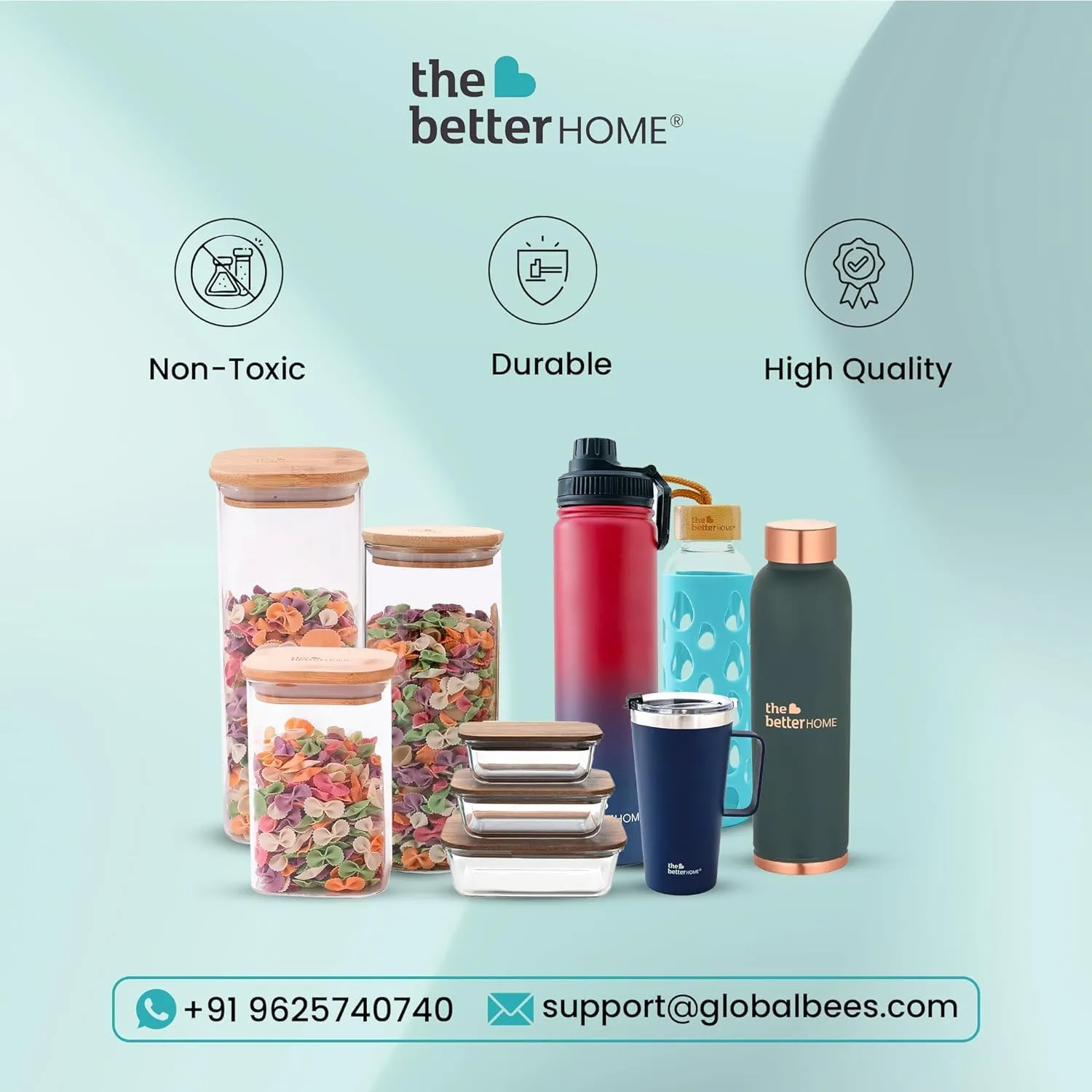 The Better Home Copper Water Bottle 1 Litre | 100% Pure Copper Bottle | BPA Free Water Bottle with Anti Oxidant Properties of Copper Blue Pack of 2 (Grey)