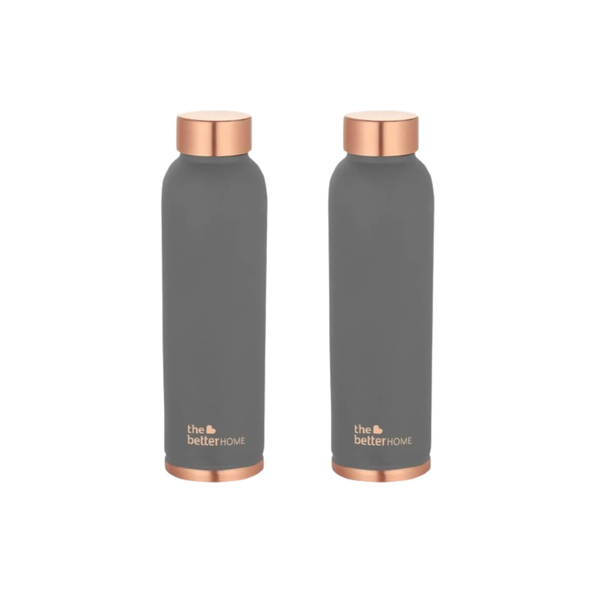 The Better Home Copper Water Bottle 1 Litre | 100% Pure Copper Bottle | BPA Free Water Bottle with Anti Oxidant Properties of Copper Blue Pack of 2 (Grey)