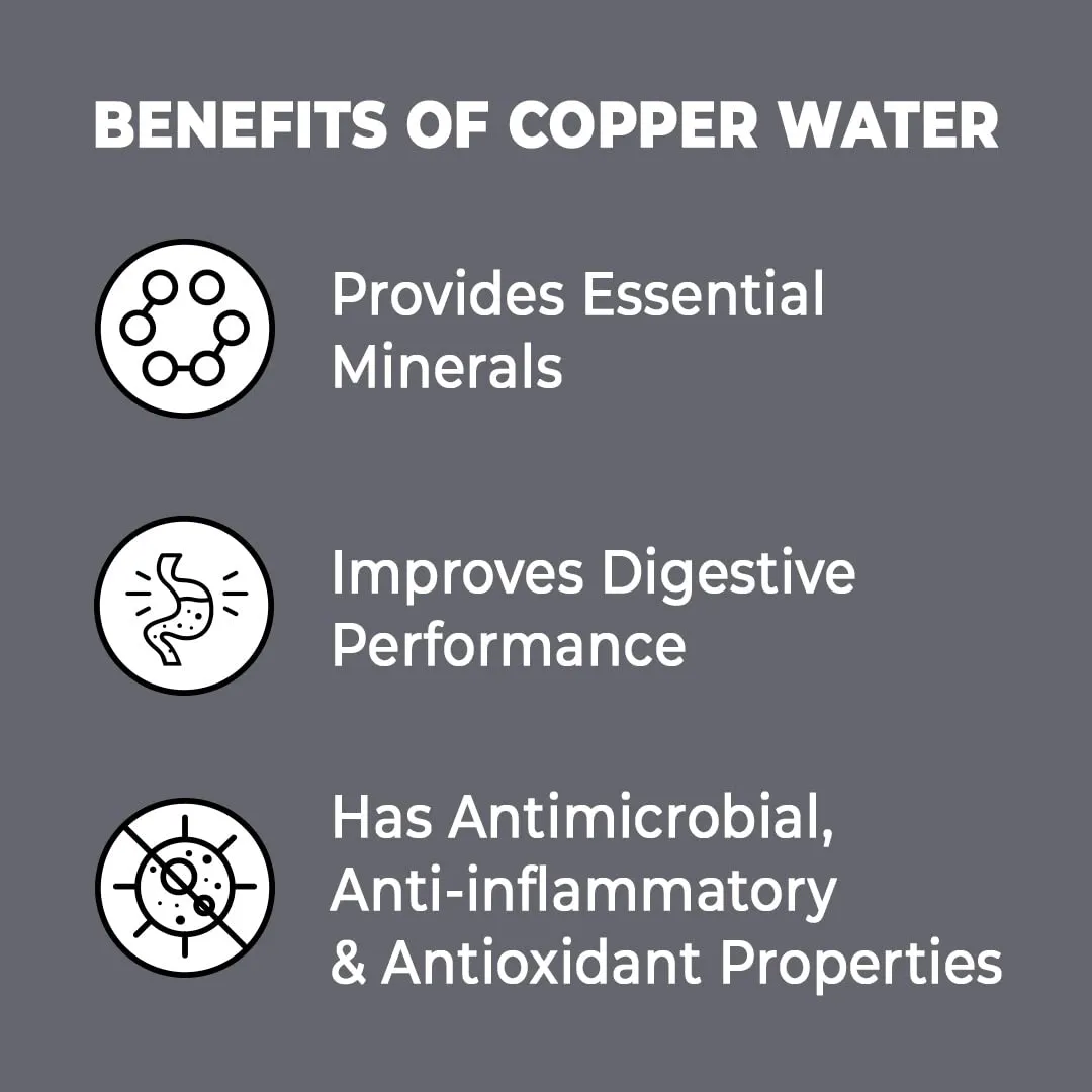 The Better Home Copper Water Bottle with Sipper (700ml) | 100% Pure Copper Bottle | BPA Free & Non Toxic Water Bottle with Anti Oxidant Properties of Copper | Grey Pack Of 1