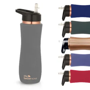 The Better Home Copper Water Bottle with Sipper (700ml) | 100% Pure Copper Bottle | BPA Free & Non Toxic Water Bottle with Anti Oxidant Properties of Copper | Grey Pack Of 1