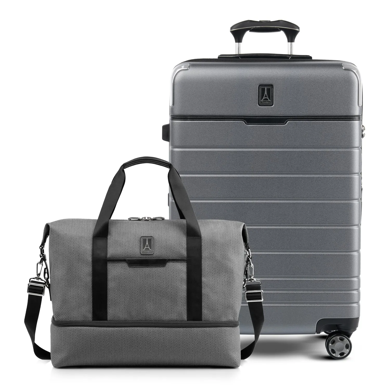 Travelpro® x Travel   Leisure Medium Check-in Spinner and Drop-Bottom Weekender Bag Luggage Set