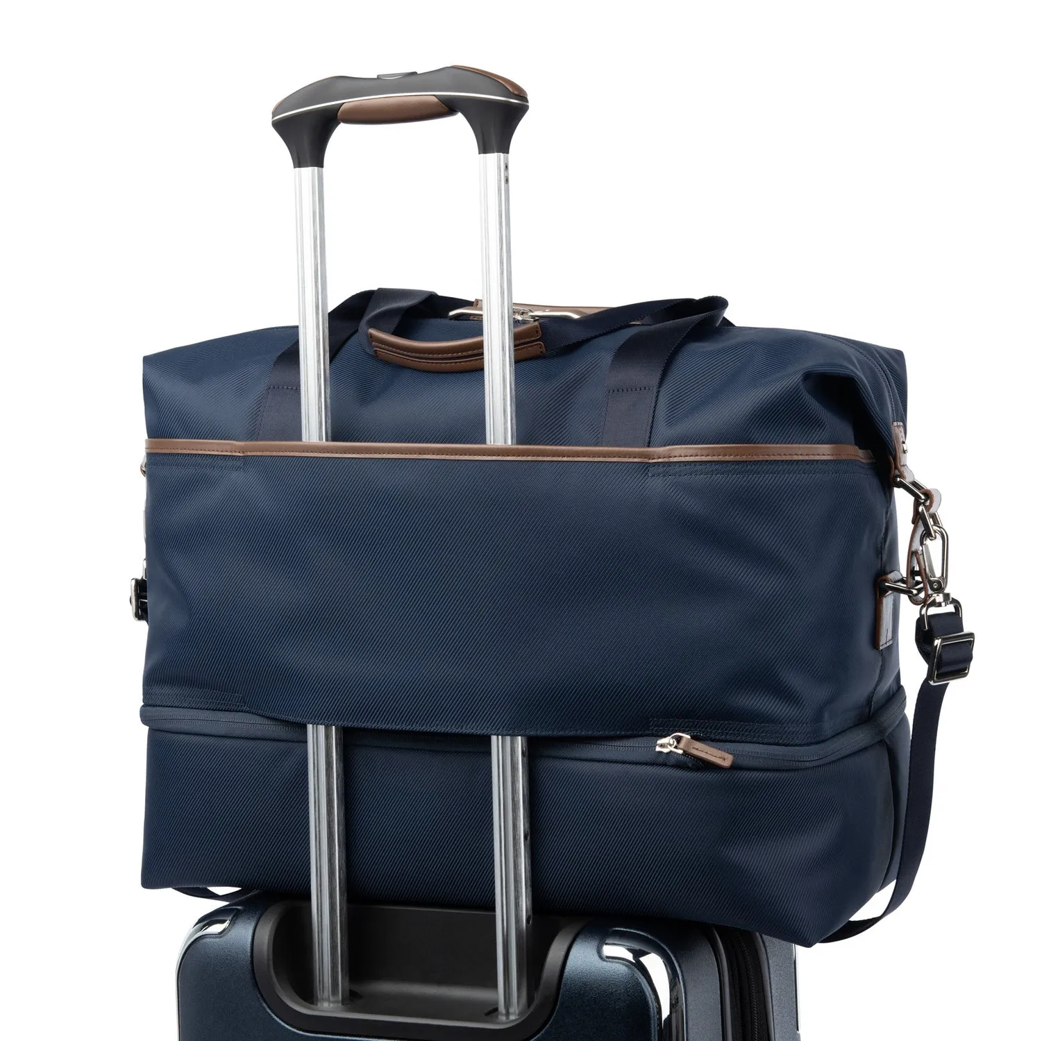 Travelpro® x Travel   Leisure Medium Check-in Spinner and Drop-Bottom Weekender Bag Luggage Set