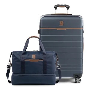 Travelpro® x Travel   Leisure Medium Check-in Spinner and Drop-Bottom Weekender Bag Luggage Set