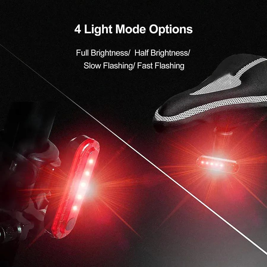 USB Rechargeable Red LED Bike Tail Light - Ultra Bright Rear Safety Light with 4 Modes for Night Cycling