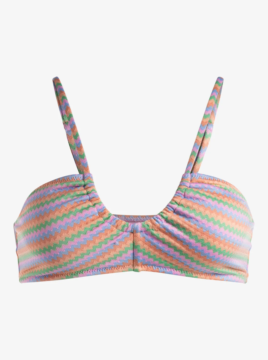 Wavy Stripe Fashion Bralette Bikini Top - Papaya Wavy Stripe S
