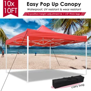 Yescom 10x10' Easy Pop Up Canopy Tent 420D Instant Shelter Outdoor Party Wedding Folding Commercial w/ Carry Bag Red